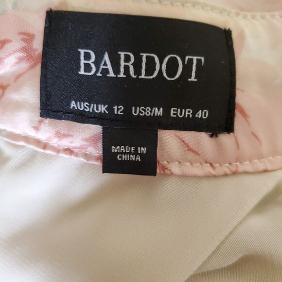 Bardot Sharna 80s inspired Satin Floral Ruched Puff Sleeve Mini Dress sz 8 - Picture 11 of 12